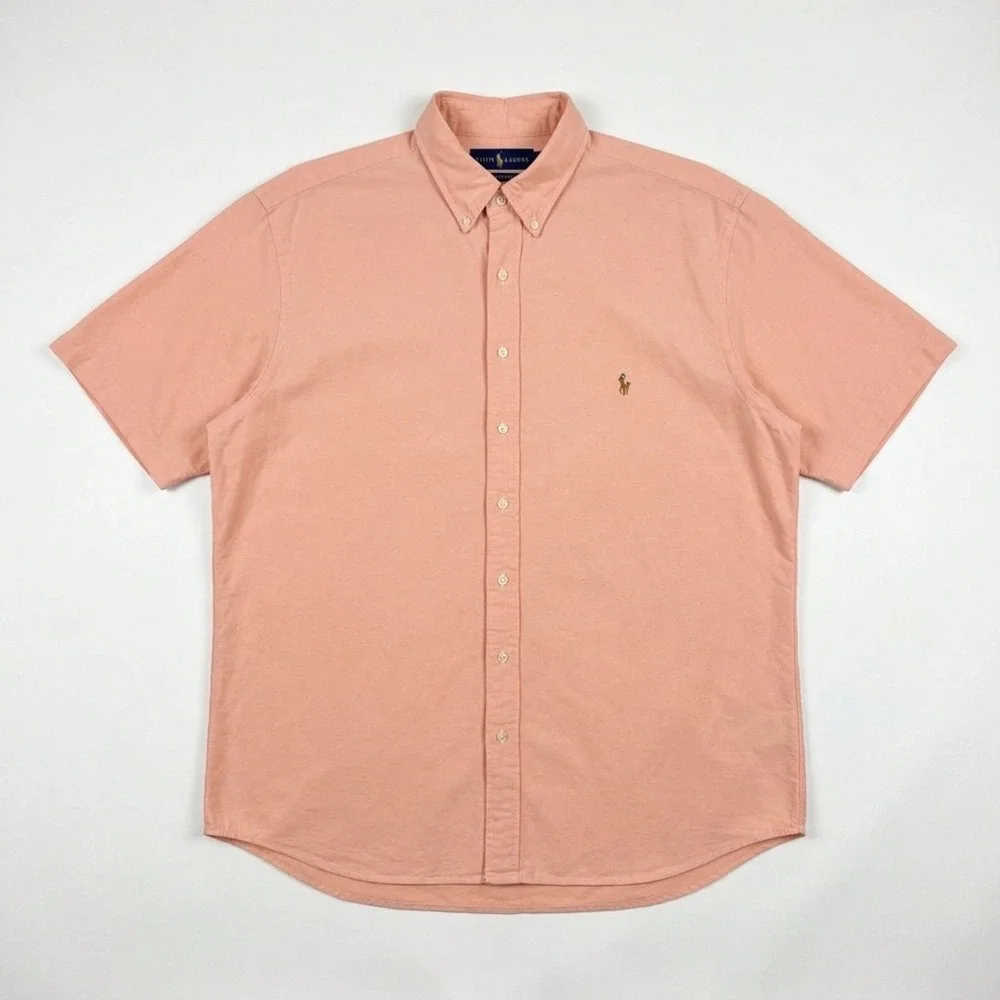 Polo Ralph Lauren Shirt Men 2XB Salmon Peach Oxford SS Button Down Big